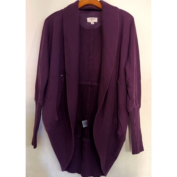 Aritzia Wilfred Diderot Sweatshirt Cardigan Women S Burgundy Open Heavy Shawl - Picture 1 of 7